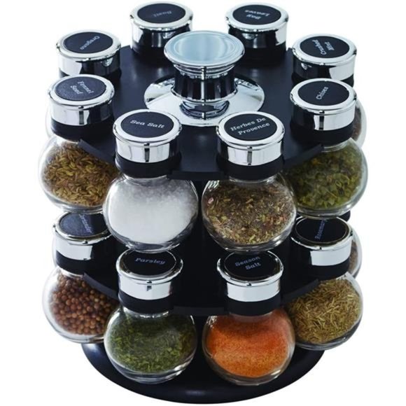 16 Jar Ellington Revolving Countertop Spice Rack with Lift & Pour Caps & Spices - Picture 1 of 6